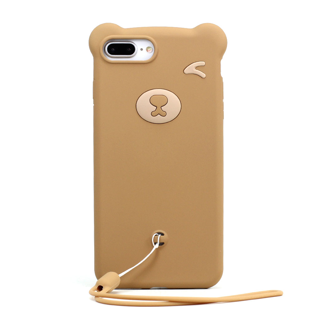 iPHONE 8 Plus / 7 Plus 3D Teddy Bear Design Case with Hand Strap (Brown)